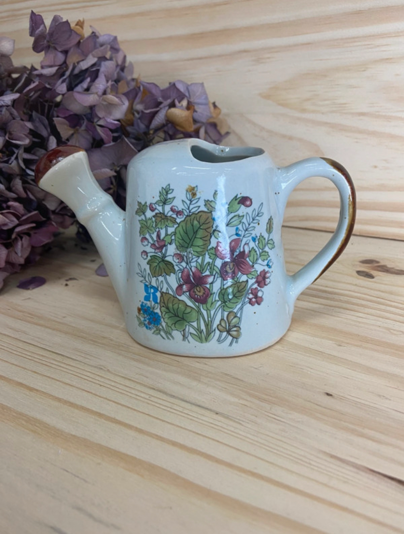 Arrosoir Grès Motif Fleurs