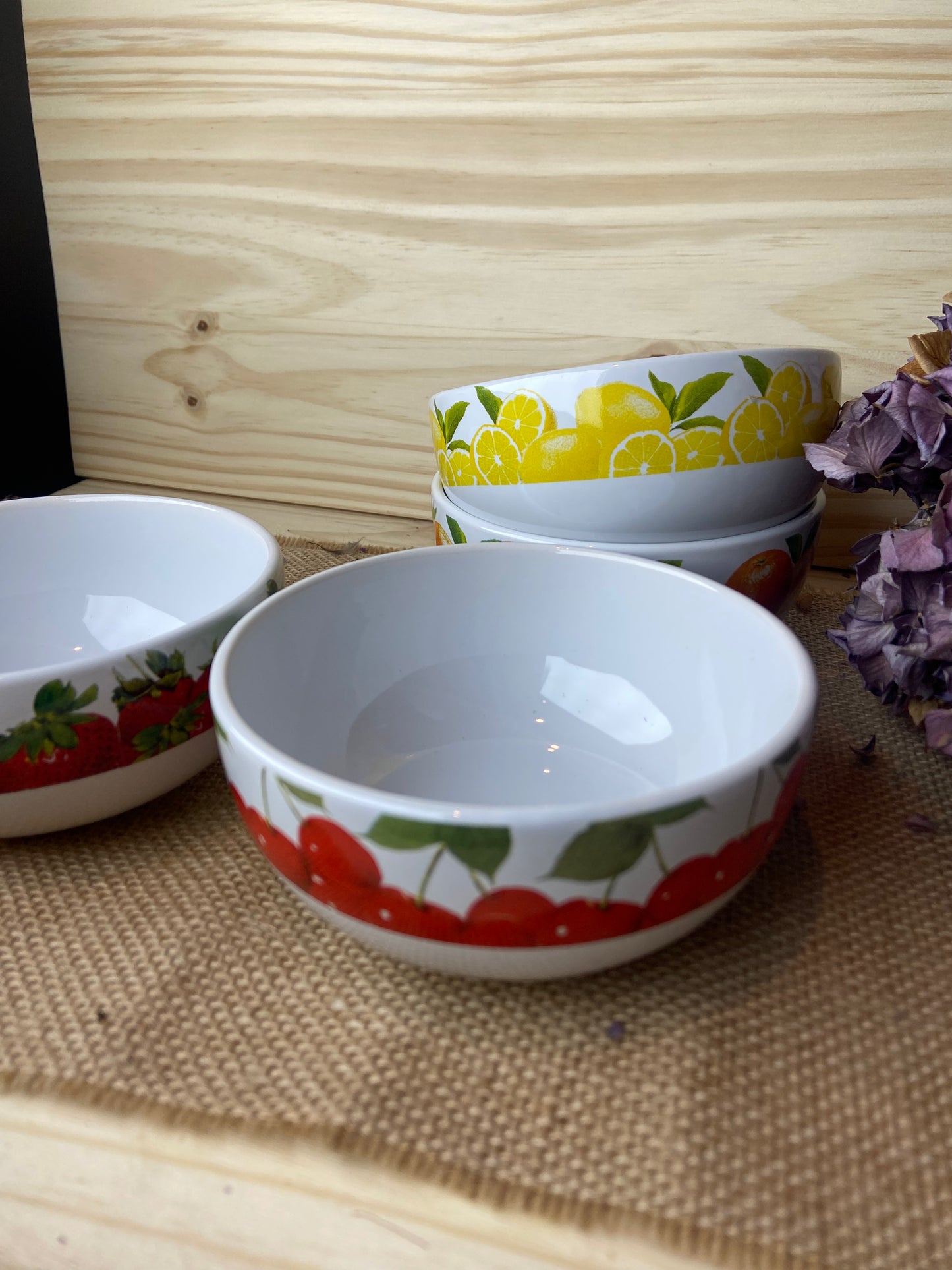 Lot de 4 bols décor fruits colorés