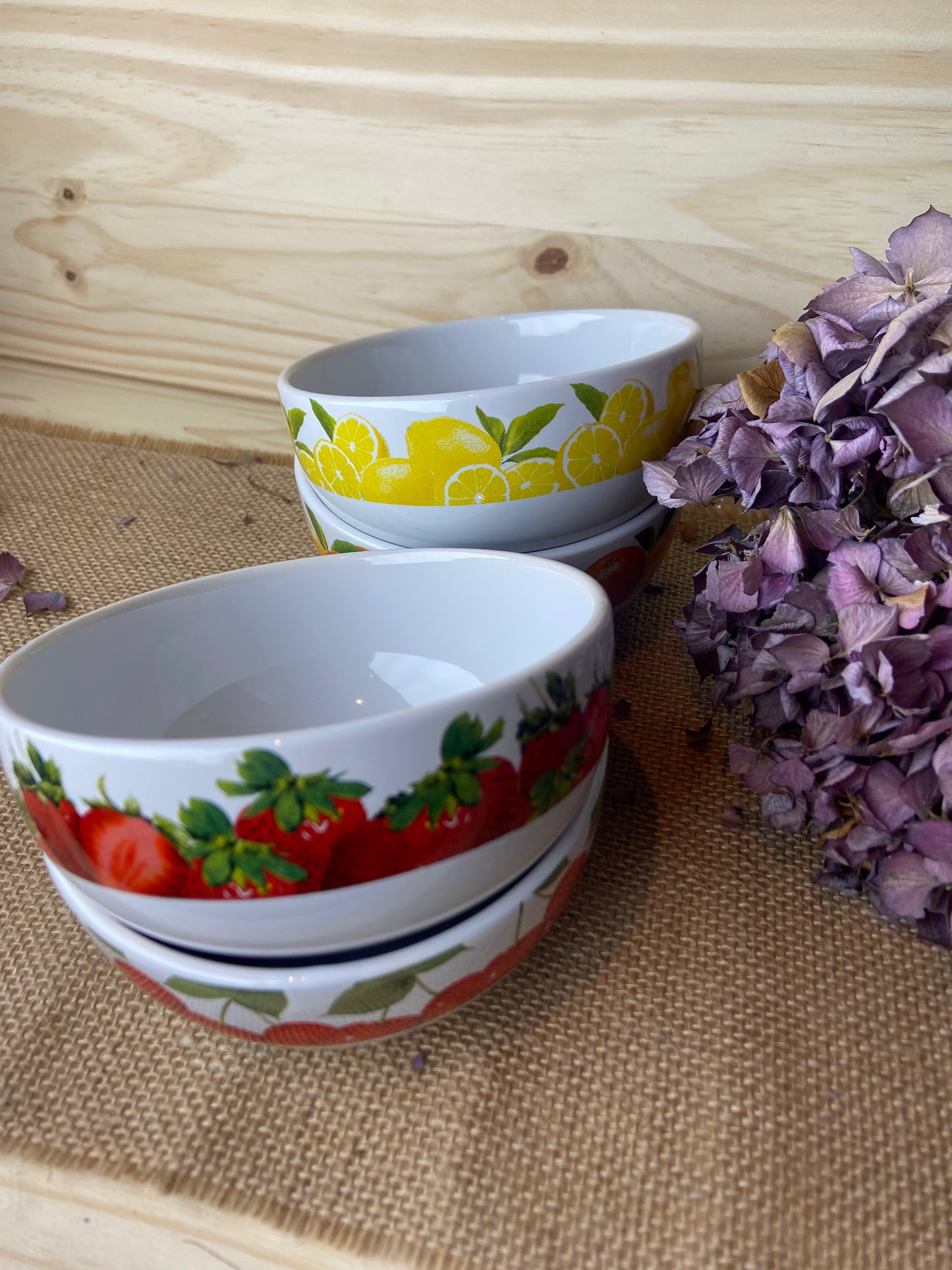 Lot de 4 bols décor fruits colorés