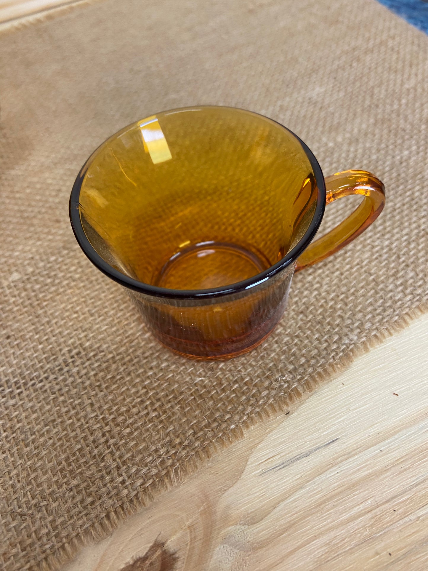 Tasses à café Vintage en verre ambré fumé