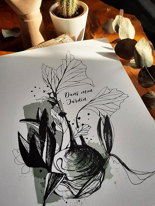 DANS MON JARDIN - Illustration - Format A4