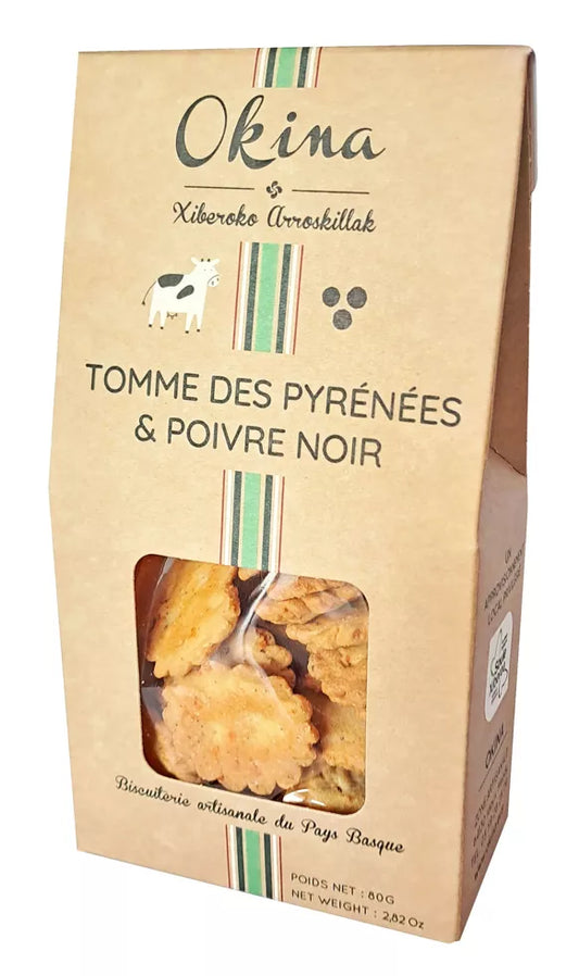 Biscuits apéritifs au Fromage de Vache Tomme des Pyrénées et Poivre noir
