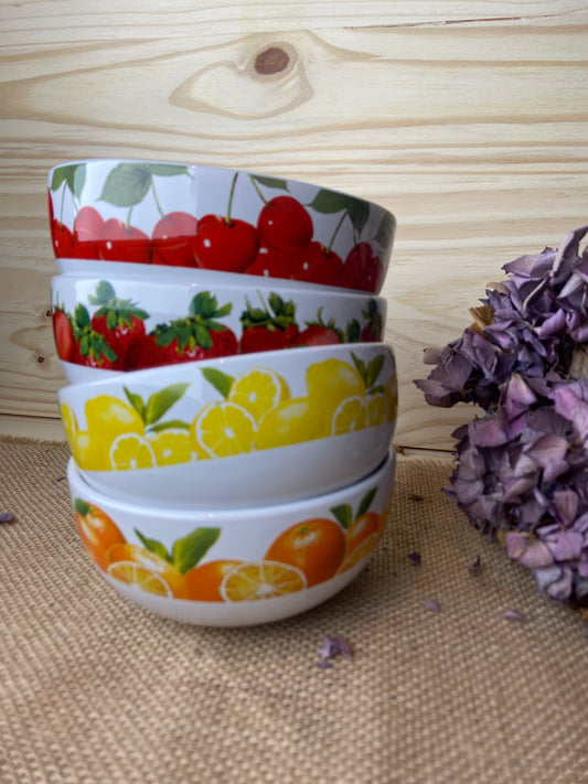 Lot de 4 bols décor fruits colorés