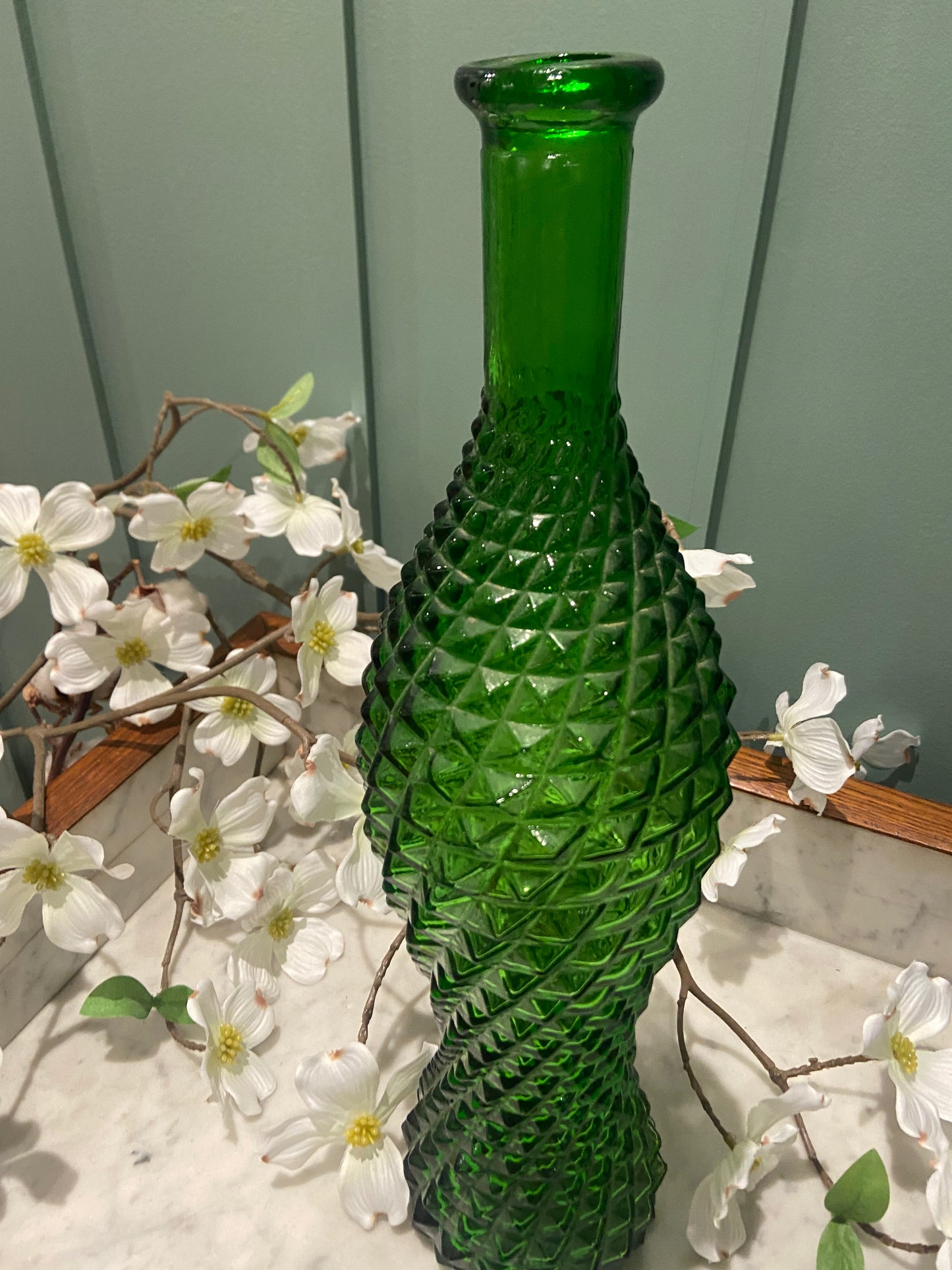 Bouteille décorative verre vert Design italien