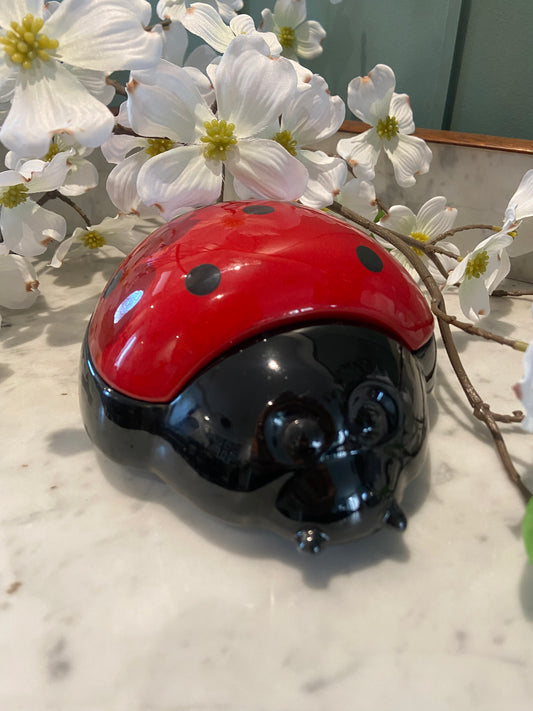 Boîte en céramique coccinelle – Pièce déco ludique et colorée