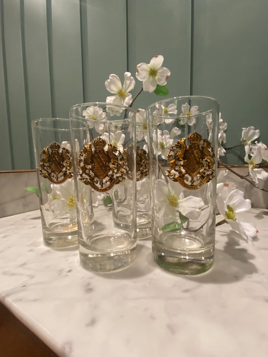 Verres décor écusson doré