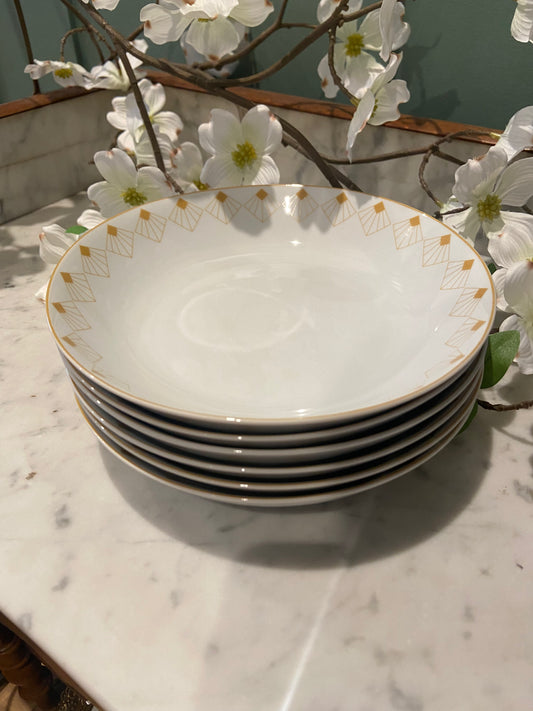 Assiettes décor géométrique doré