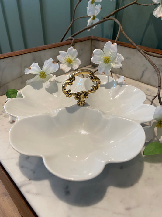 Plat apéro porcelaine et doré Pillivuyt