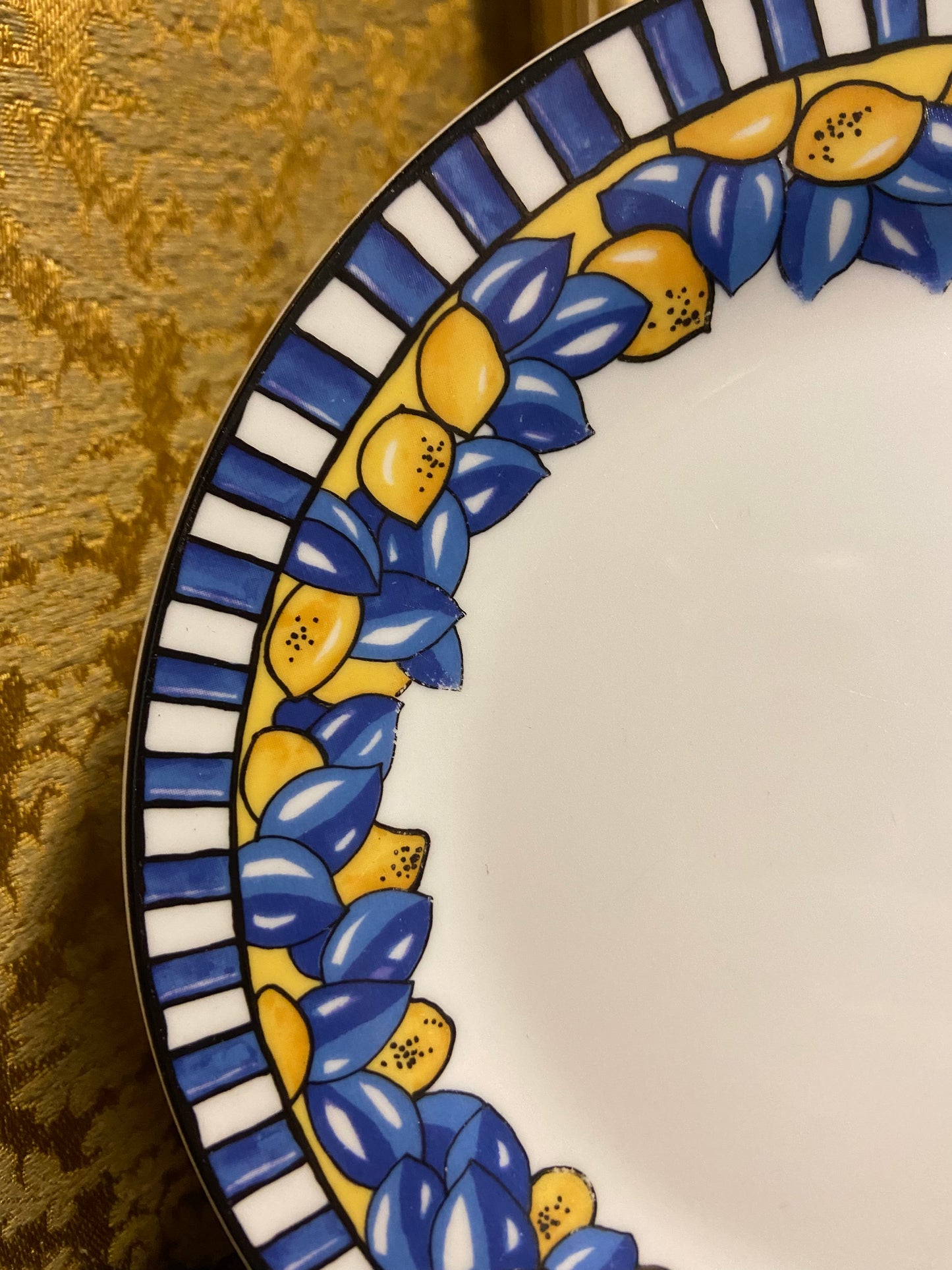 9 assiettes dessert bleu et citron
