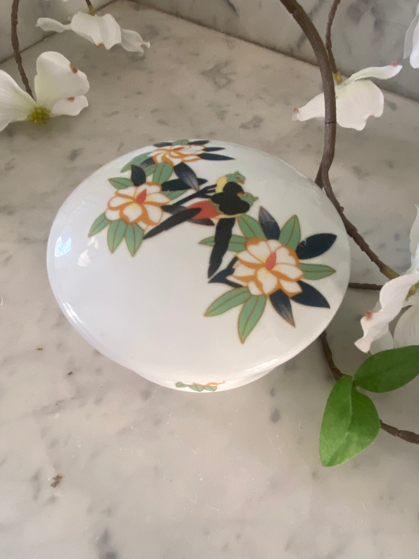 Boite céramique décor fleurs