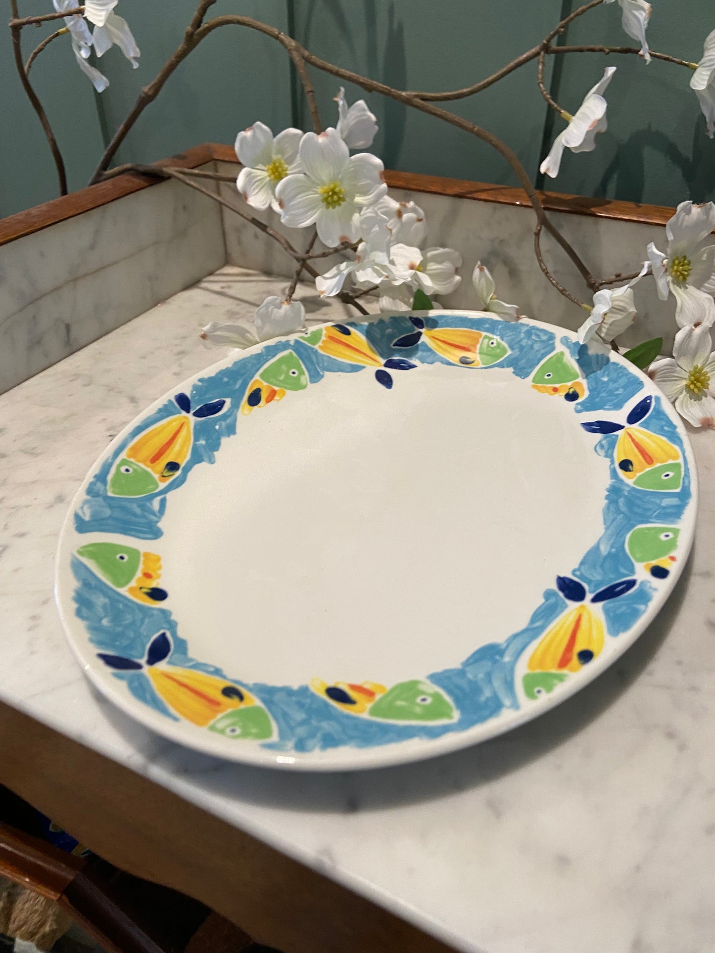 Plateau en porcelaine poisson