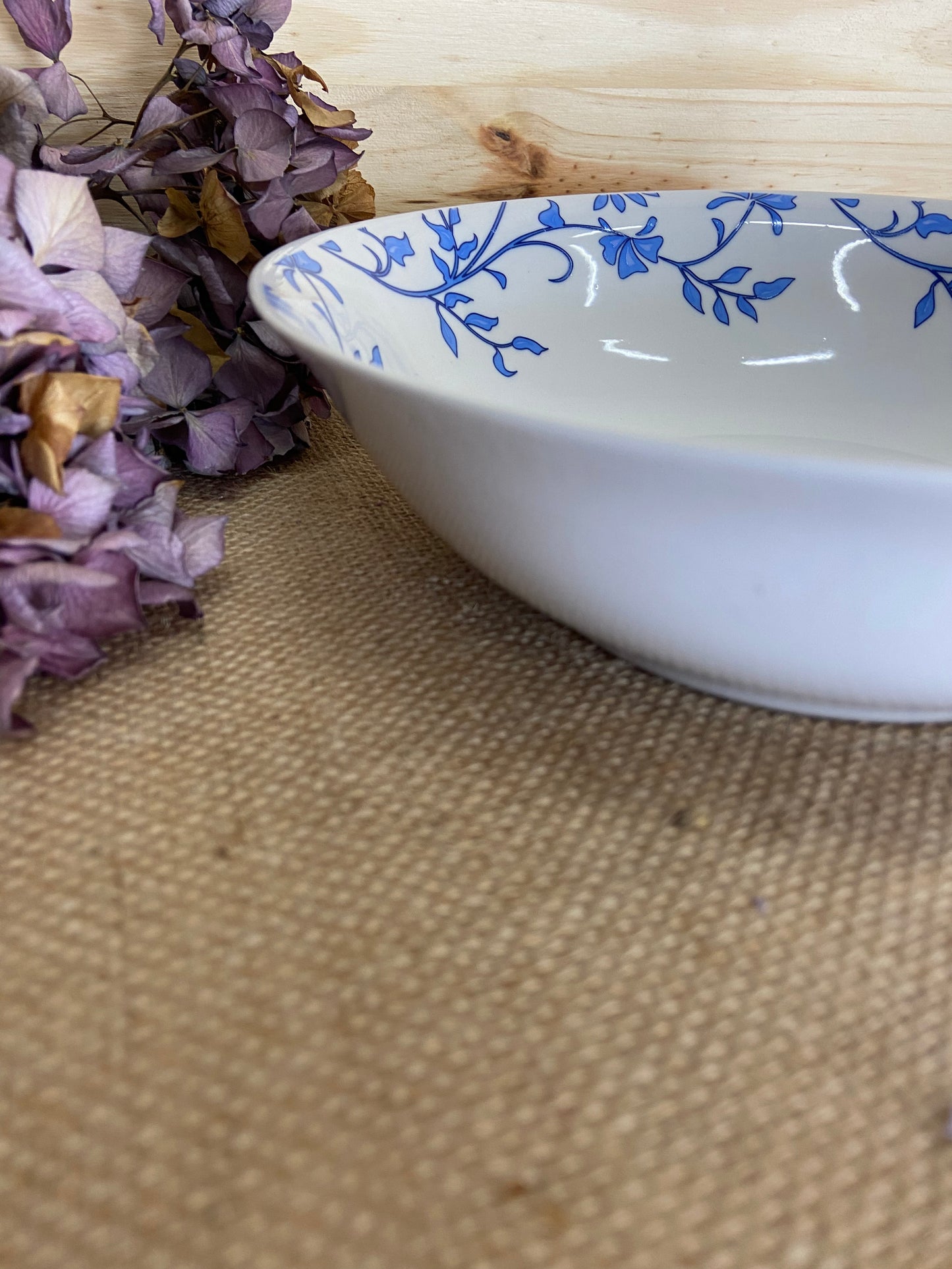 Saladier Céramique décor Fleurs bleues