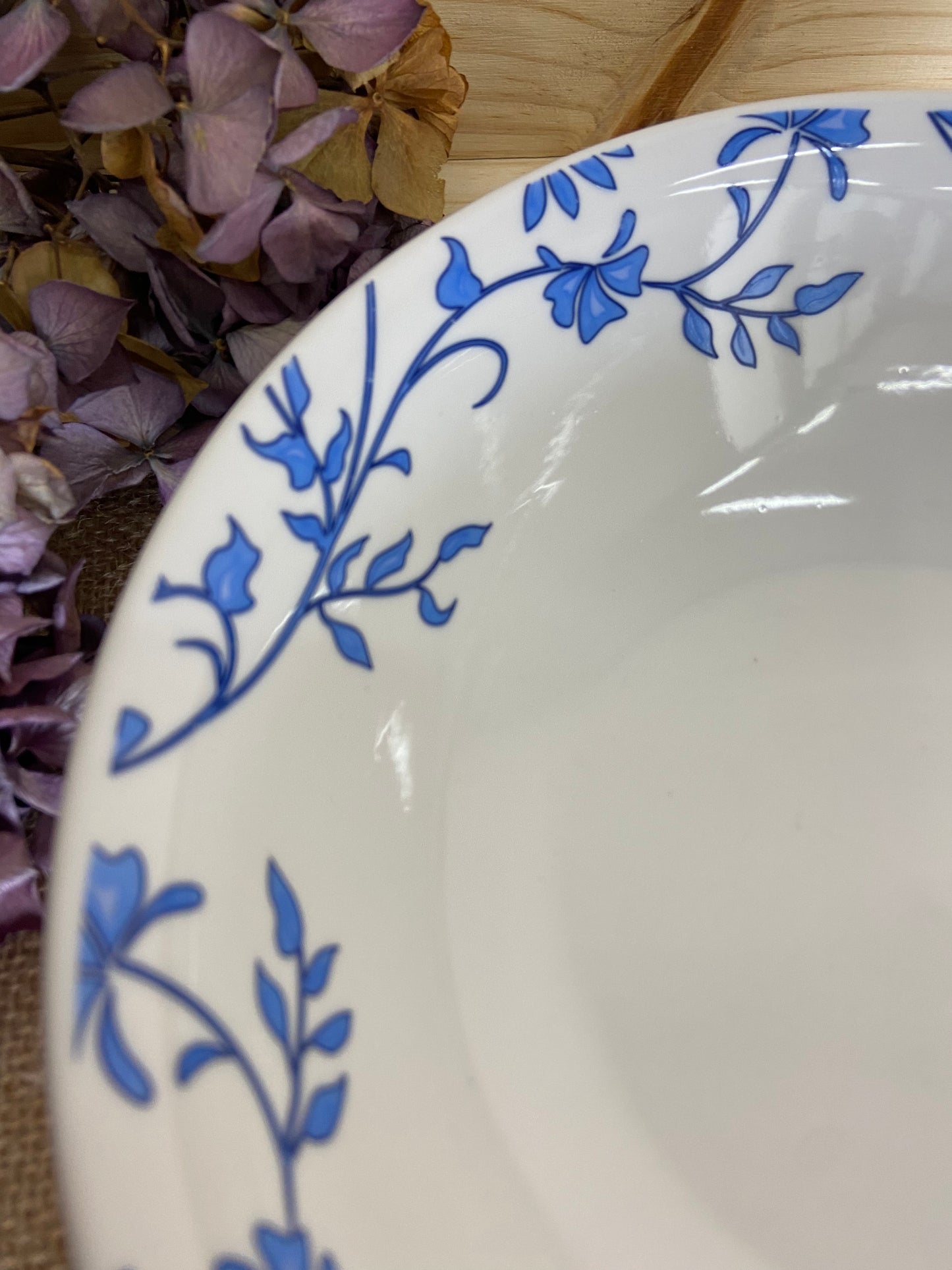 Saladier Céramique décor Fleurs bleues