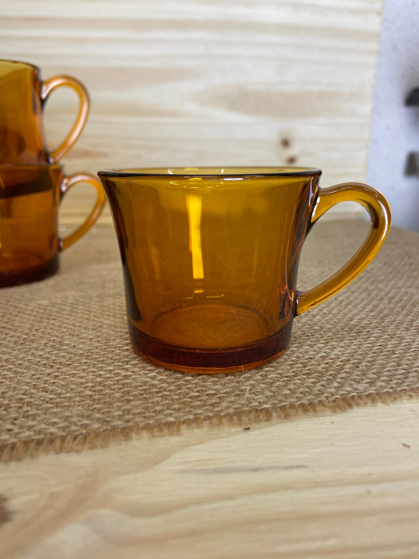 Tasses à café Vintage en verre ambré fumé