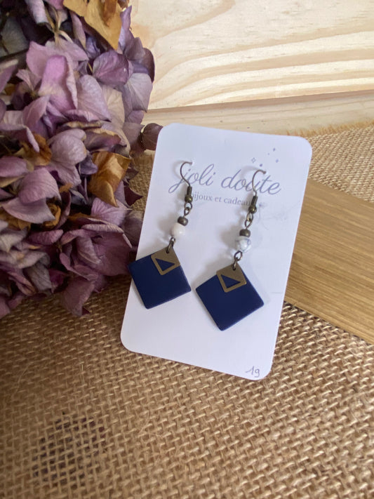 Boucle d'oreille Crochet Laiton, Pâte Polymère