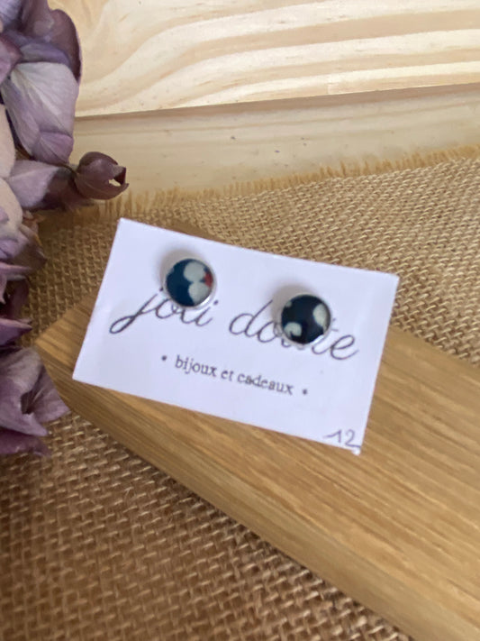 Boucle d'oreille Puce Acier, tissu