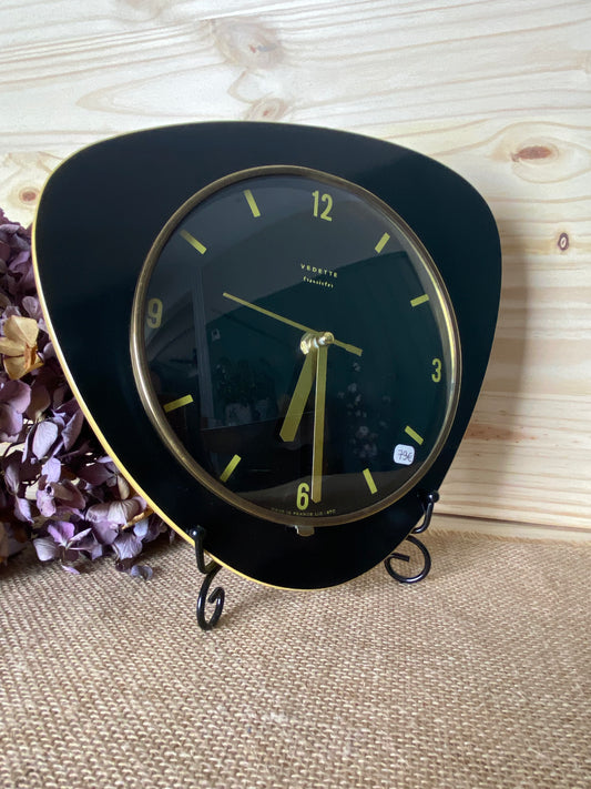 Horloge vintage années 70 "Vedette noir doré"