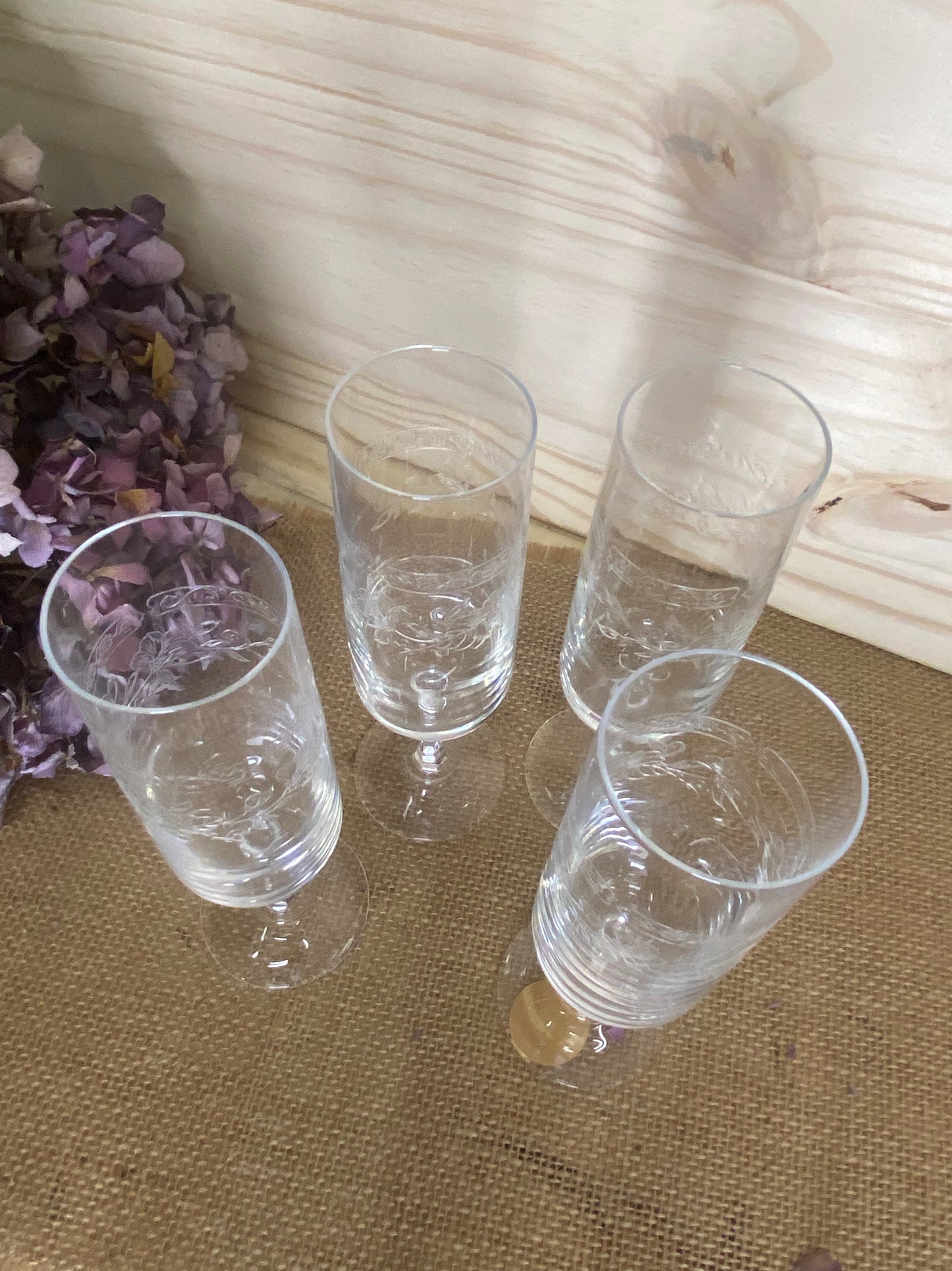 4 flûtes à Champagne Gravées