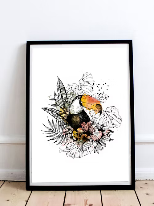Affiche A4 -TOUCAN - illustration